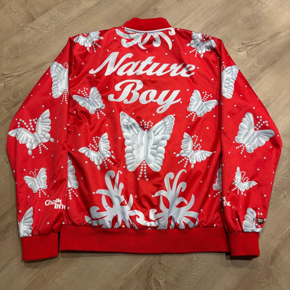 WWE Chalk Line Ric Flair The Nature Boy Satin Jacket Men's Large L Red Butterfly